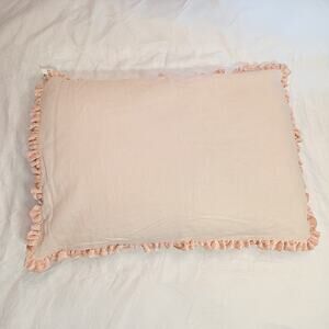 Anthropologie Linen Salvage et Cie Pink Velvet Ruffle Sham - NWT